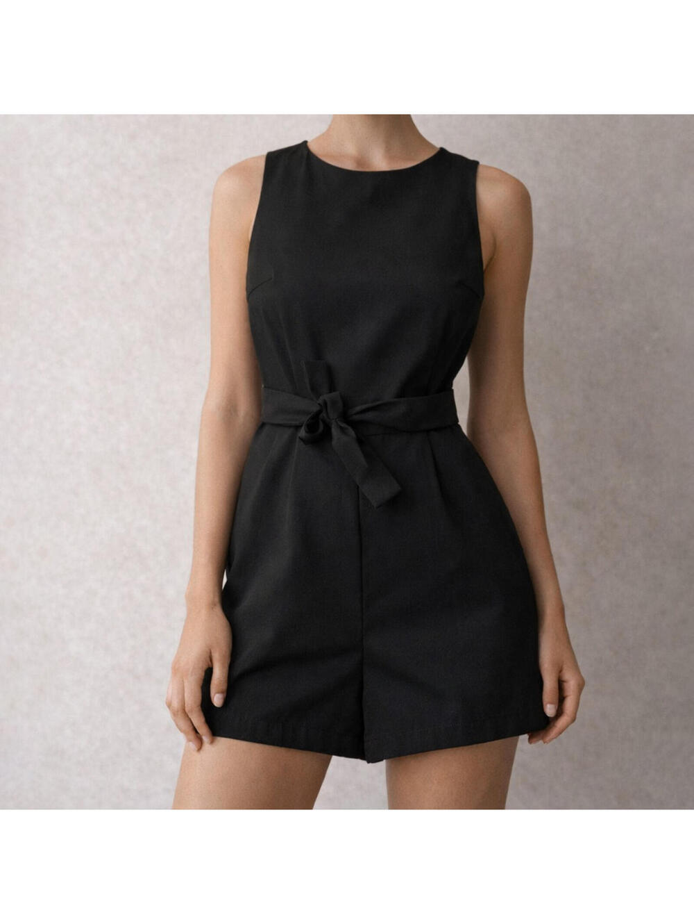 Black Urban Outfitters Black Sleeveless Romper with Tie Waist XS